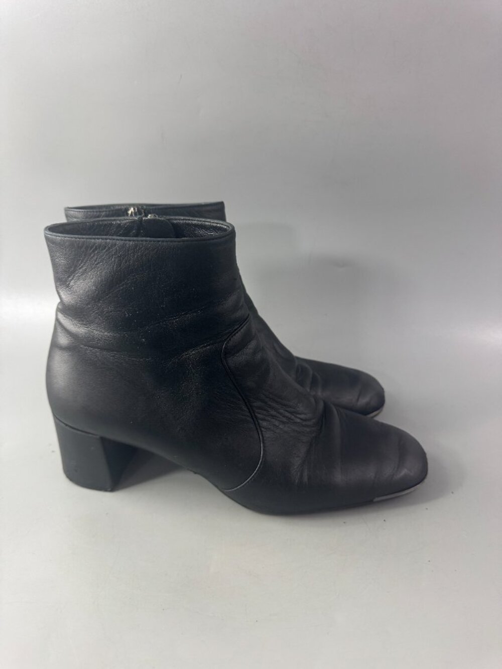 Authentic Prada Black Lamp Skin Leather Ankle Boots, Size 39 - Picture 2 of 15